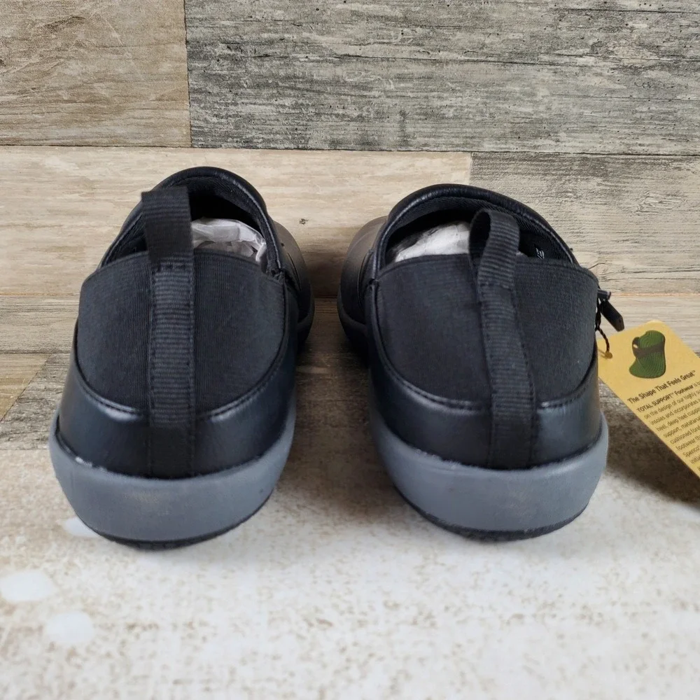 Spenco Brooklyn Convertible Women Shoe Sz 5 B Black Leather Elastic Gore Slip On